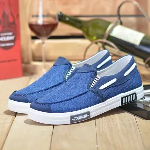 Men Casual Canvas Color Block Flat Shoes Low Top