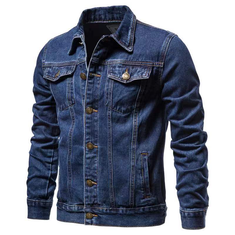 Wholesale Men Fashion Simple Solid Color Denim Jacket Wholesale Men Fashion Simple Solid Color Denim Jacket