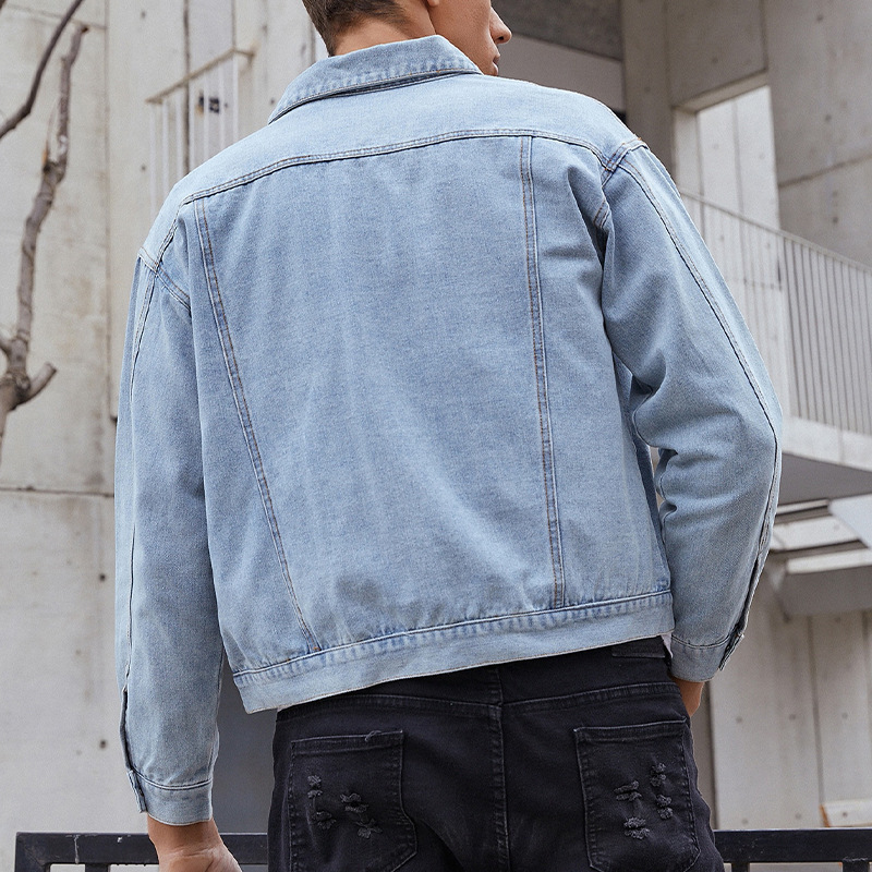 Wholesale Men Fashion Simple Solid Color Denim Jacket