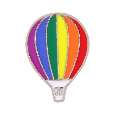 Creative Heart Flag Hot Air Balloon Badge Bag Pin Drop Oil Rainbow Brooch Unisex Alloy Geometric