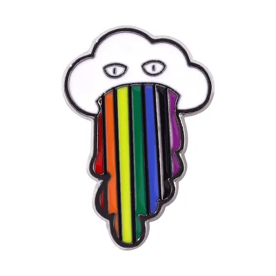 Creative Heart Flag Hot Air Balloon Badge Bag Pin Drop Oil Rainbow Brooch Unisex Alloy Geometric