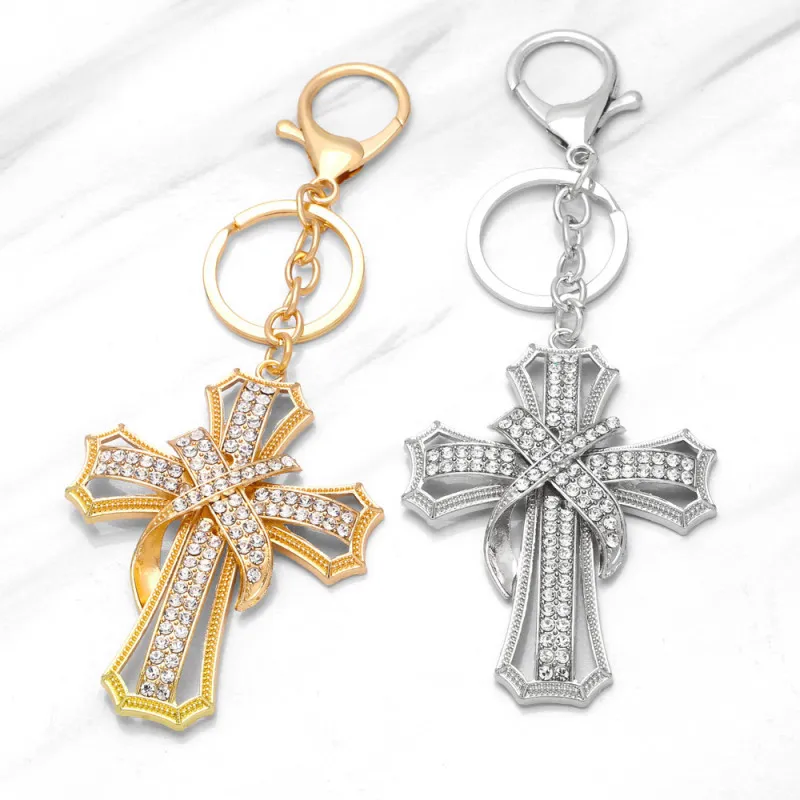 Personality Full Rhinestone Cross Car Key Chain