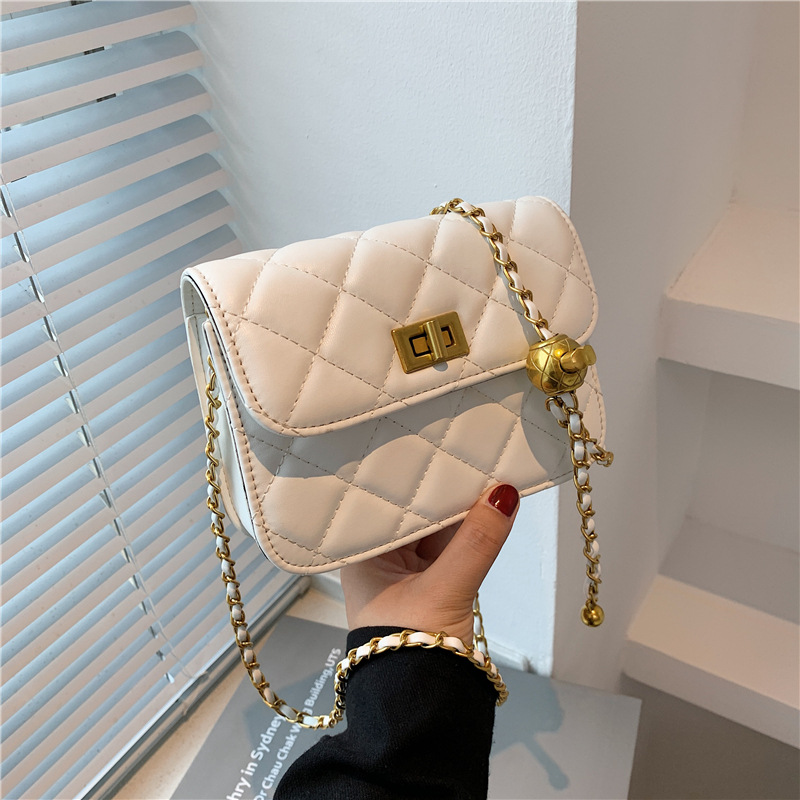 【NONCODE】Shub Ball Chain Micro Cross Bag Wholesale Women'S Fashion Rhombus Small Gold Ball Chain