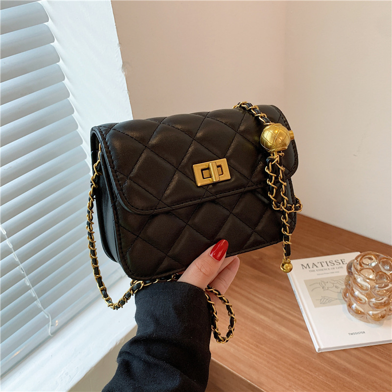 【NONCODE】Shub Ball Chain Micro Cross Bag Wholesale Women'S Fashion Rhombus Small Gold Ball Chain