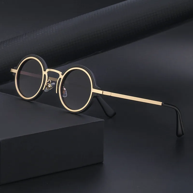 Men Fashion Simple Retro Round Frame Sunglasses with UV Protection
