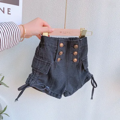 Girls Toddlers Fashion Solid Color Denim Shorts with High Waist for Kids Baby Girls Clothing(0-3T)