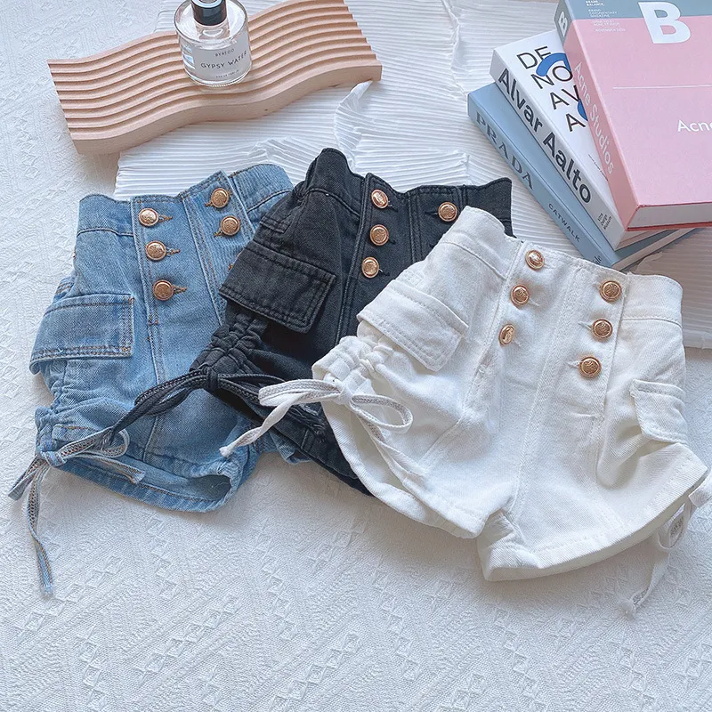 Girls Toddlers Fashion Solid Color Denim Shorts with High Waist for Kids Baby Girls Clothing(0-3T)