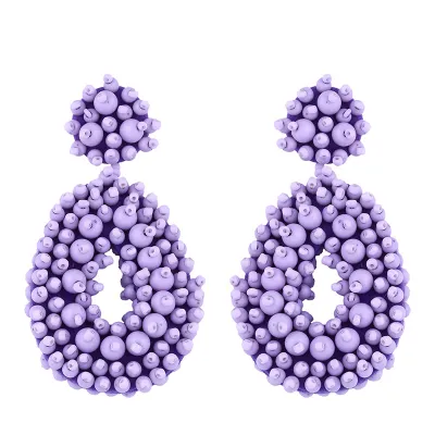 Women'S Exaggerated Braided Rice Bead Drop Earrings