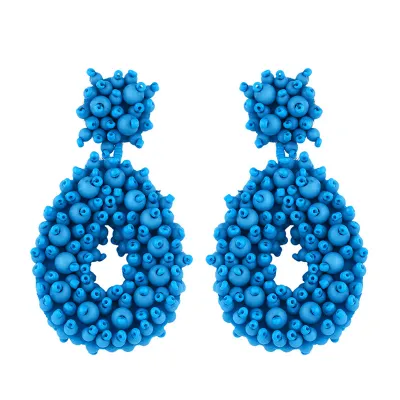Women'S Exaggerated Braided Rice Bead Drop Earrings