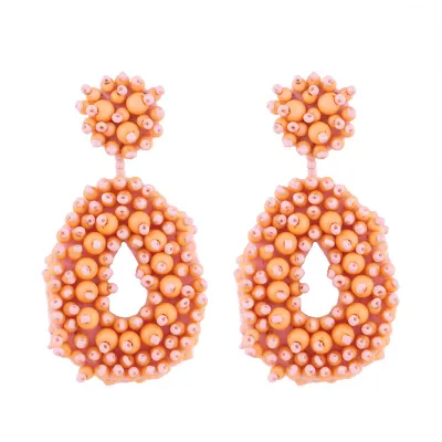 Women'S Exaggerated Braided Rice Bead Drop Earrings