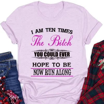 Women Basic Letter Slogan Print T-Shirt Round Neck Short Sleeve Street Hipster