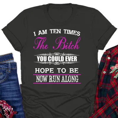 Women Basic Letter Slogan Print T-Shirt Round Neck Short Sleeve Street Hipster