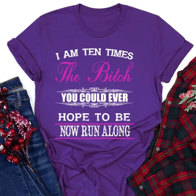 Women Basic Letter Slogan Print T-Shirt Round Neck Short Sleeve Street Hipster