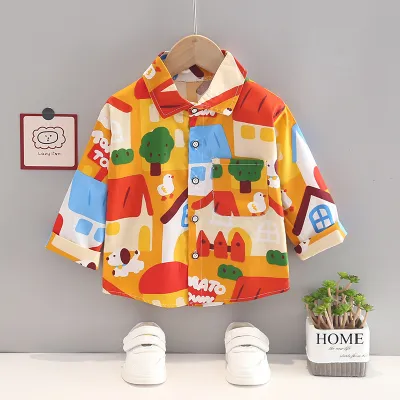 Toddlers Newborn Baby Fashion Boys Long Sleeve Cartoon Print Shirts