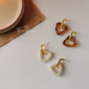 Women Fashion Simple S925 Silver Needle Retro Irregular Resin Earrings