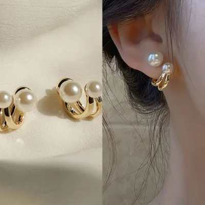 Women Fashion Simple Pearl Drop Earrings