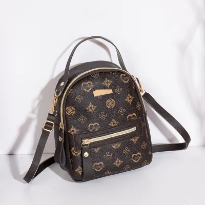 Women Fashion Casual Mini Size PU Geometric Backpack with Zipper