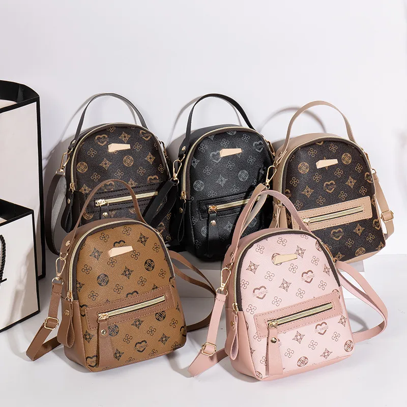 Women Fashion Casual Mini Size PU Geometric Backpack with Zipper