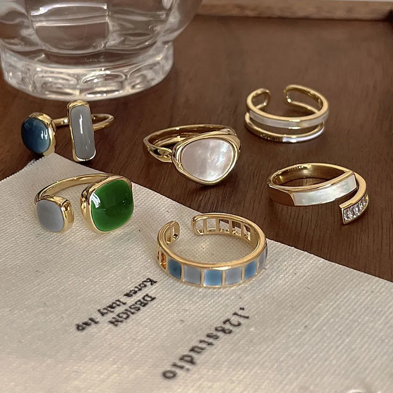 Women Fashion Personality Green Gemstone Ring