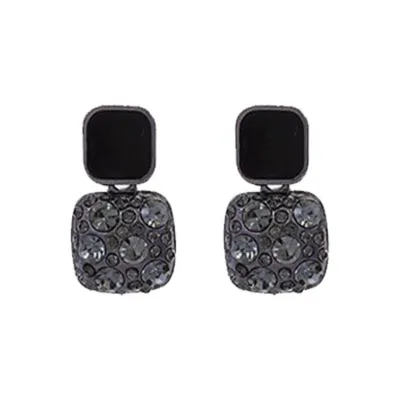 Women Simple Elegant Purple Square Alloy Earrings