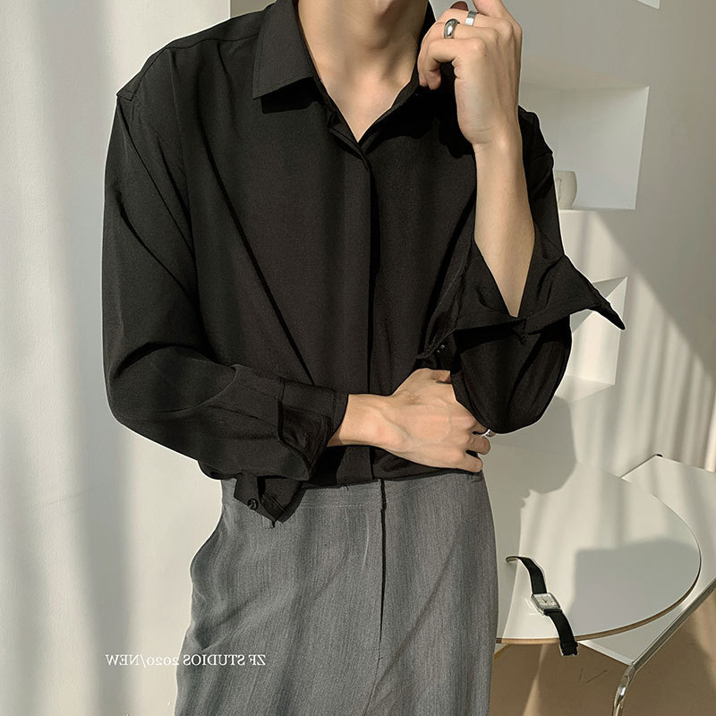 Wholesale Men Fashion Solid Color Long Sleeve Gentle Shirt
