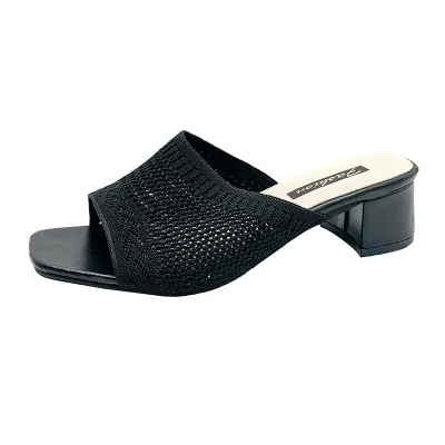 Women's Summer Casual Woven Mid-Heel Slippers