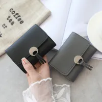 Women Fashion Solid Color Retro Tri-Fold Compact Wallet