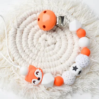 Toddlers Newborn Baby Fashion Fox Anti-Drop Silica Gel Pacifier Chains