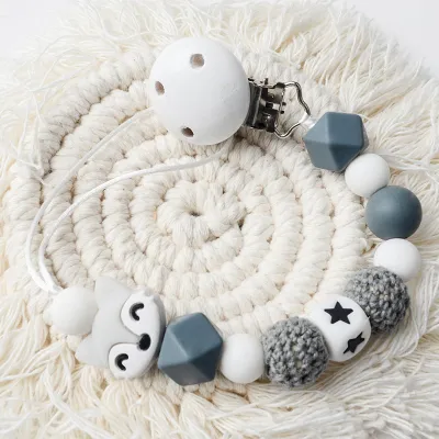 Toddlers Newborn Baby Fashion Fox Anti-Drop Silica Gel Pacifier Chains