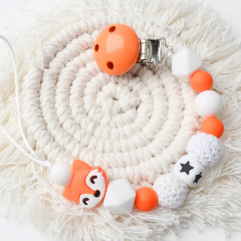 Toddlers Newborn Baby Fashion Fox Anti-Drop Silica Gel Pacifier Chains