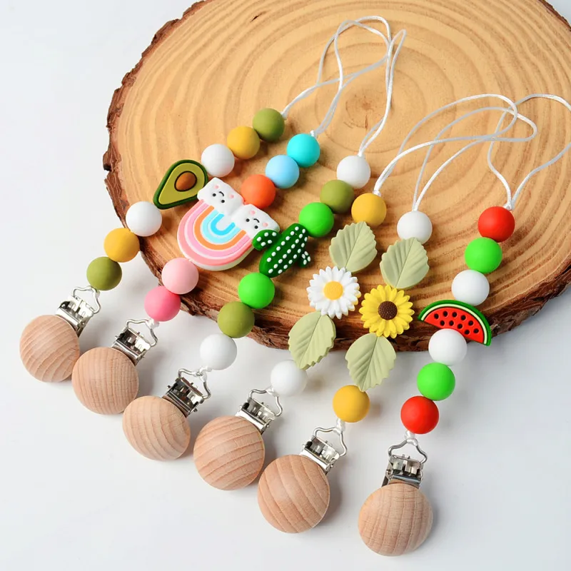 Toddlers Newborn Baby Fashion Cartoon Anti-Drop Silica Gel Pacifier Chains