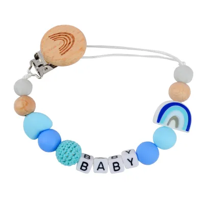 Toddlers Newborn Baby Fashion Rainbow Anti-Drop Silicone Pacifier Chains Clip