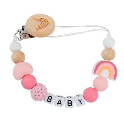 Toddlers Newborn Baby Fashion Rainbow Anti-Drop Silicone Pacifier Chains Clip