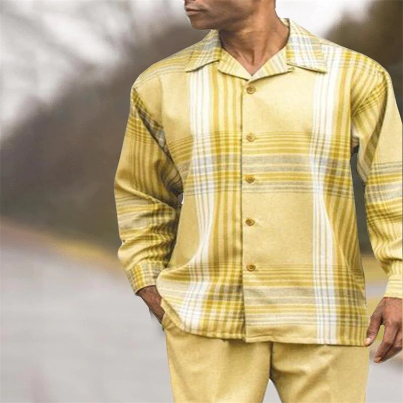 Wholesale Men Fashion Printed Long Sleeve Shirt And Pants