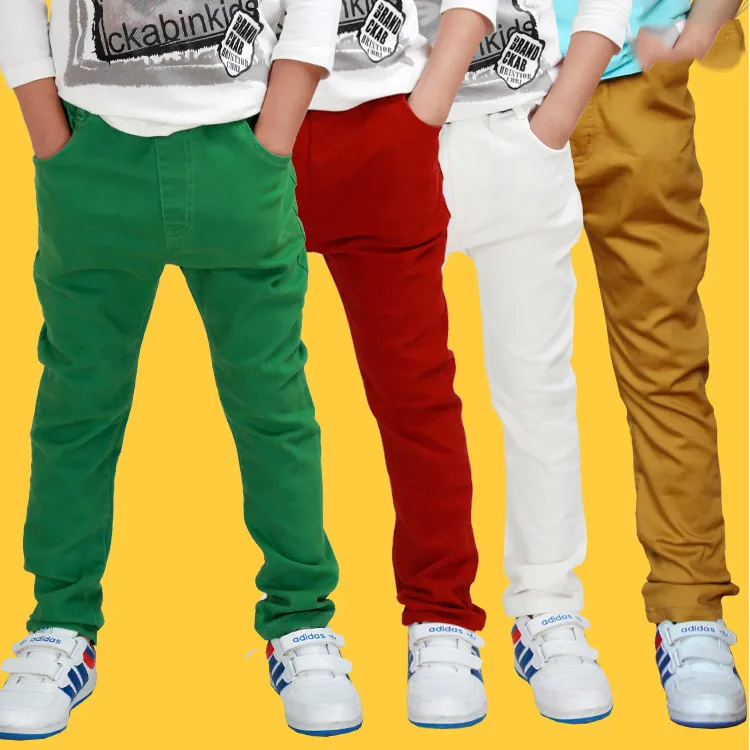 Boy Casual Solid Color High Waist Cropped Cotton Pants