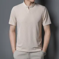 Wholesale Camiseta de cuello alto de manga corta de color sólido informal  para hombre