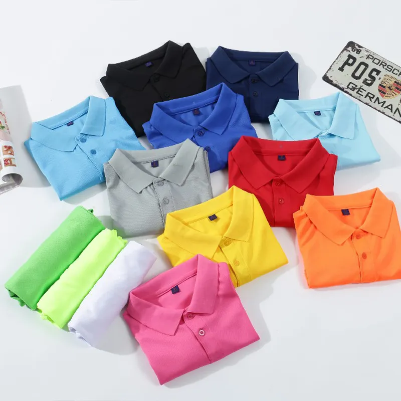 Men's Solid Color Lapel Short Sleeve Polo Shirt Loose Fit