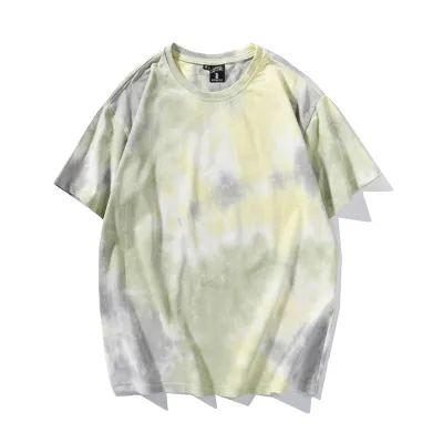 Men's Gradient Tie-Dye Cotton T-Shirt, Casual Loose Fit Short Sleeve Pullover