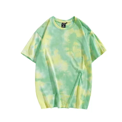 Men's Gradient Tie-Dye Cotton T-Shirt, Casual Loose Fit Short Sleeve Pullover