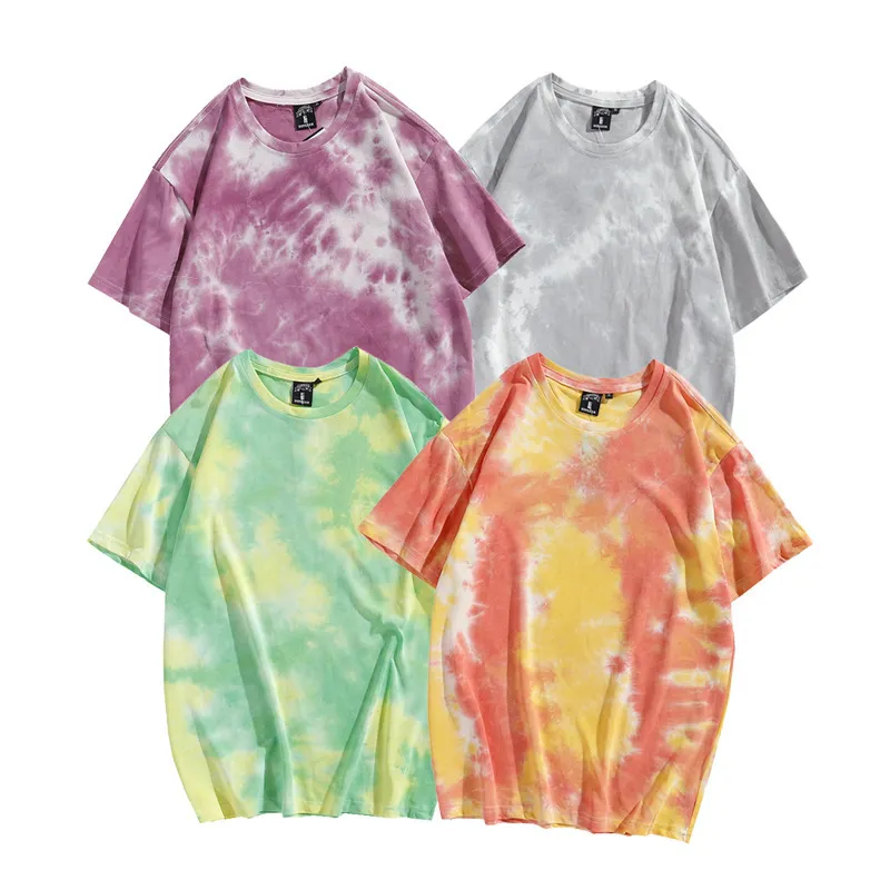 Men's Gradient Tie-Dye Cotton T-Shirt, Casual Loose Fit Short Sleeve Pullover