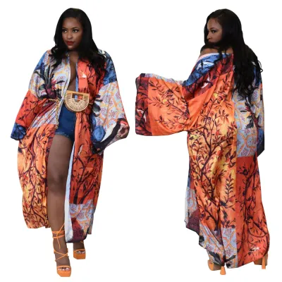 Women's Boho Street Style Casual Loose Graphic Print Cardigan
