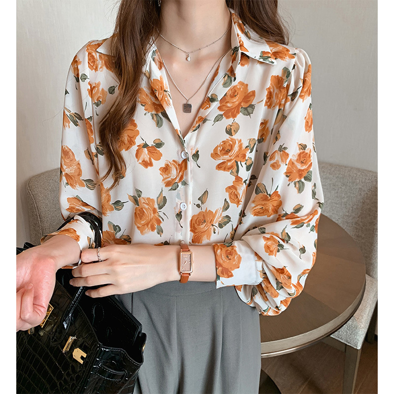 Wholesale Fashion Women Floral Print Chiffon Loose Long