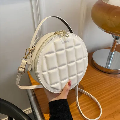 Women Fashion Rhombus Chocolate Cube Round Cake Crossbody Bag