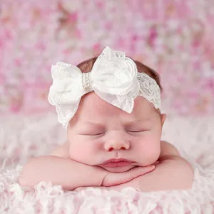 Toddlers Newborn Baby Fashion Girls Lace Rhinestone Bow Headband