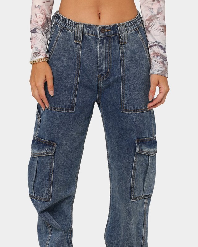 Wholesale Women'S Casual Multi-Pocket Straight Jeans Cargo Pants