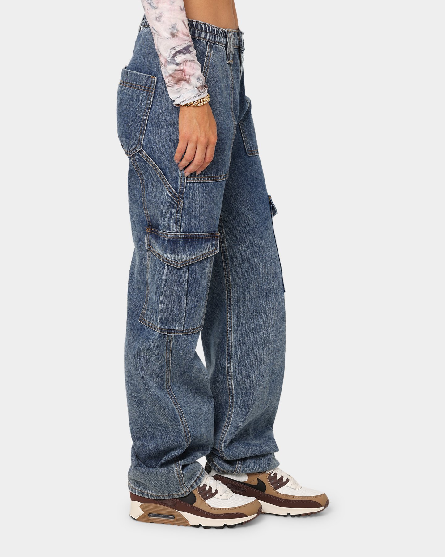Wholesale Women'S Casual Multi-Pocket Straight Jeans Cargo Pants