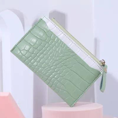 Women Crocodile Pattern PU Leather Multi Card Coin Purse