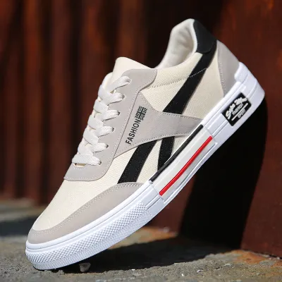 Men Fashion Color Block Casual Canvas Low Top Lace Up Shoes