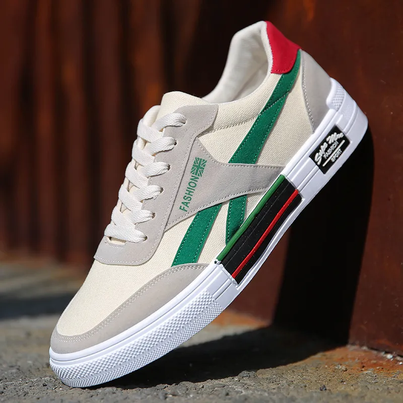 Men Fashion Color Block Casual Canvas Low Top Lace Up Shoes