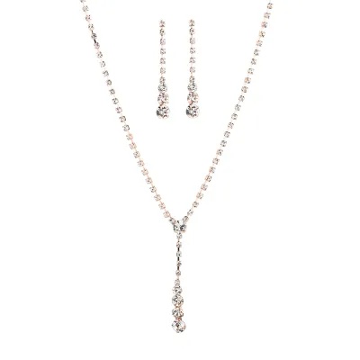Women Fashion Rhinestone Wedding Earrings Necklace Bracelet Set with Claw Chain